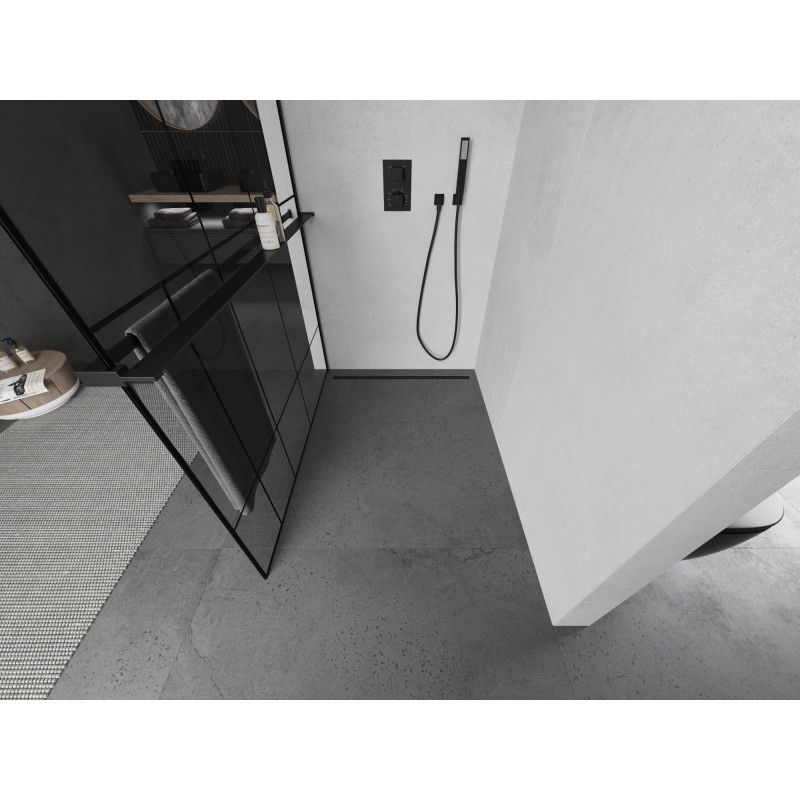 Ścianka prysznicowa walk-in Mexen Kioto+ czarny wzór 110x200 cm 1 szt.