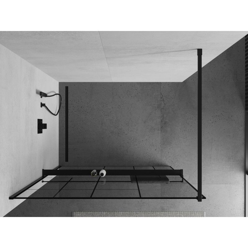 Ścianka prysznicowa walk-in Mexen Kioto+ czarny wzór 110x200 cm 1 szt.