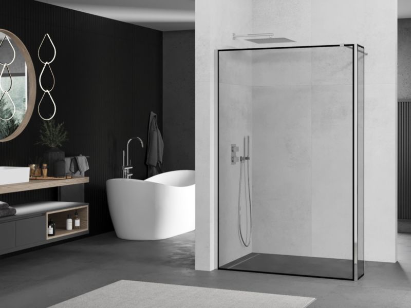 Ścianka prysznicowa walk-in Mexen Kioto czarny wzór 110x30 cm  800-110-212-01-70-030 1 szt.