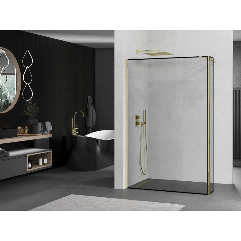 Ścianka prysznicowa walk-in Mexen Kioto czarny wzór 110x40 cm 800-110-212-50-70-040 1 szt.