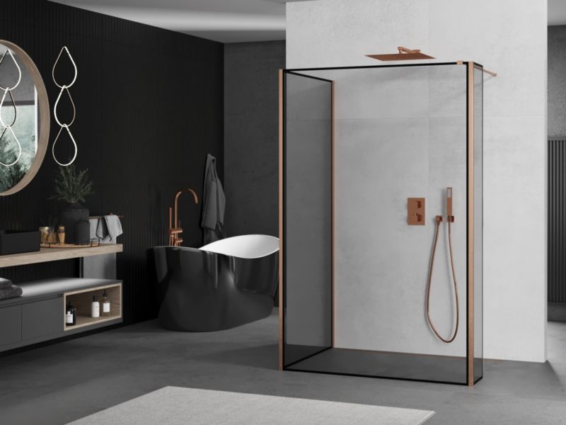 Ścianka prysznicowa walk-in Mexen Kioto czarny wzór 120 x 110 x 30 cm 1 szt.