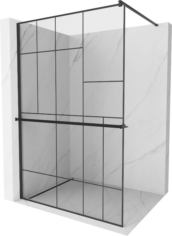 Ścianka prysznicowa walk-in Mexen Kioto+ czarny wzór 120 x 200 cm 1 szt.