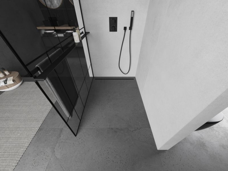 Ścianka prysznicowa walk-in Mexen Kioto+ czarny wzór 120 x 200 cm 1 szt.