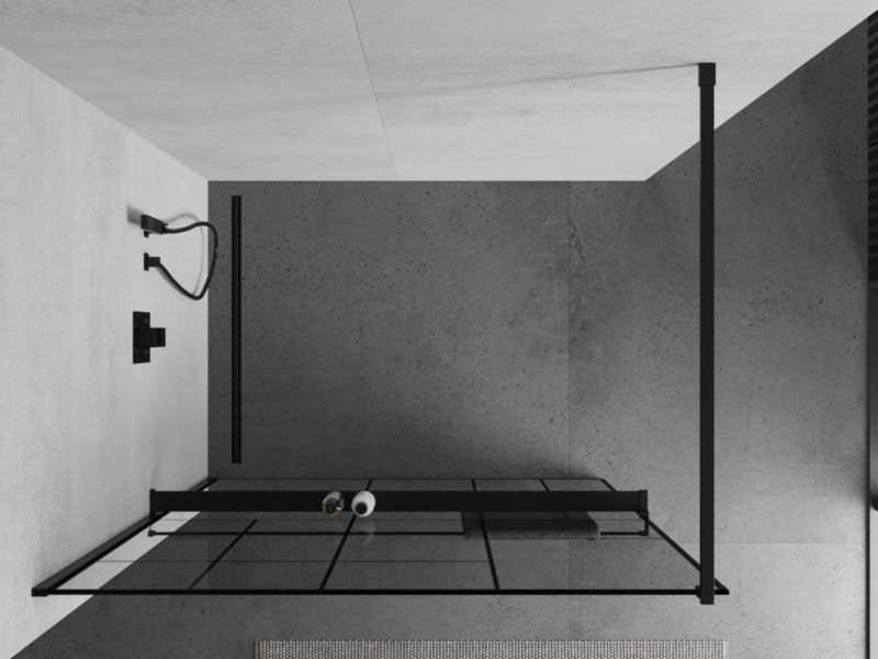 Ścianka prysznicowa walk-in Mexen Kioto+ czarny wzór 120 x 200 cm 1 szt.