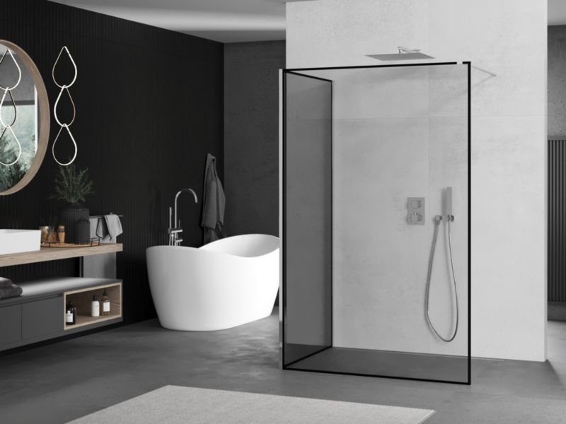 Ścianka prysznicowa walk-in Mexen Kioto czarny wzór 120 x 80 cm 800-120-212-01-70-080 1 szt.