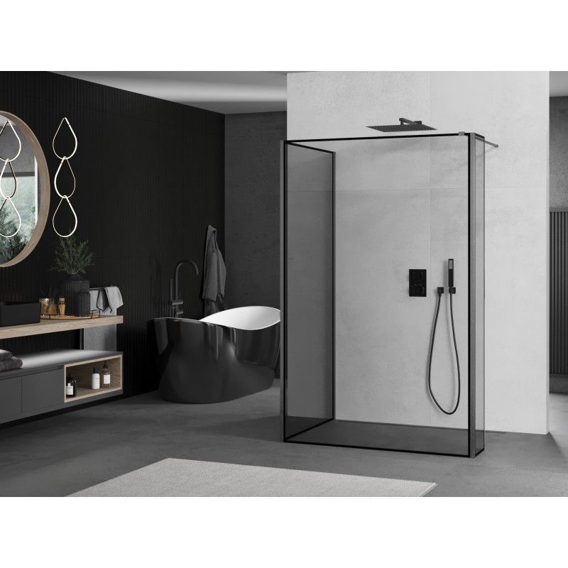 Ścianka prysznicowa walk-in Mexen Kioto czarny wzór 120x100x30 cm 1 szt.