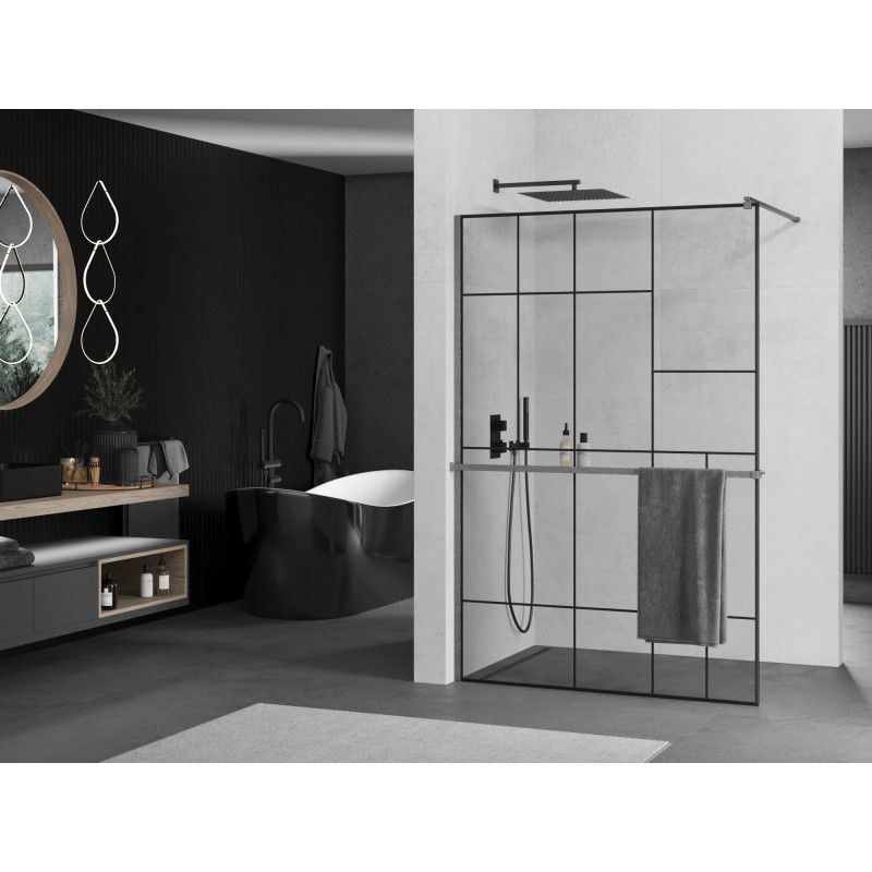 Ścianka prysznicowa walk-in Mexen Kioto+ czarny wzór 120x200 cm 1 szt.