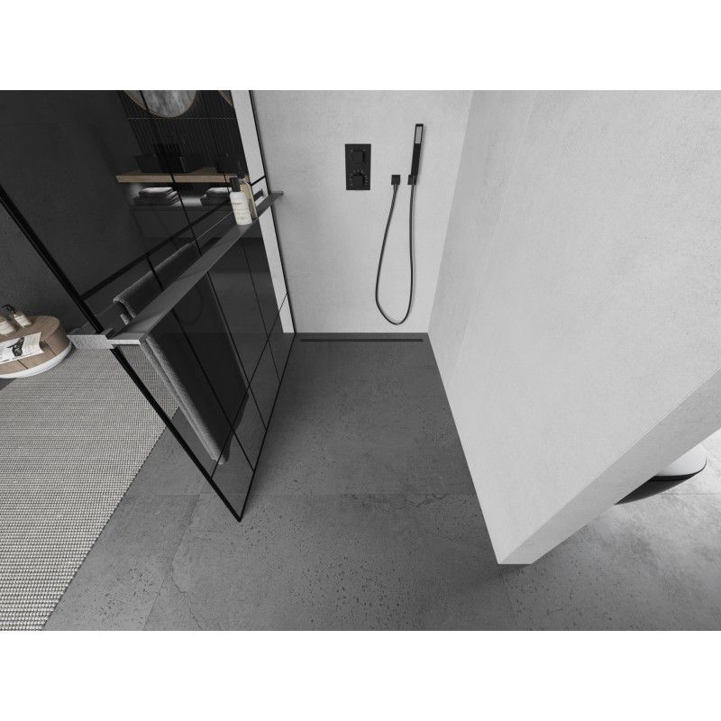 Ścianka prysznicowa walk-in Mexen Kioto+ czarny wzór 120x200 cm 1 szt.