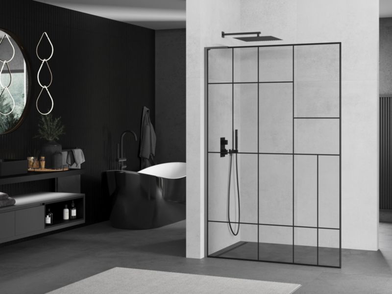 Ścianka prysznicowa Walk-in Mexen Kioto czarny wzór 120x200 cm 1 szt.