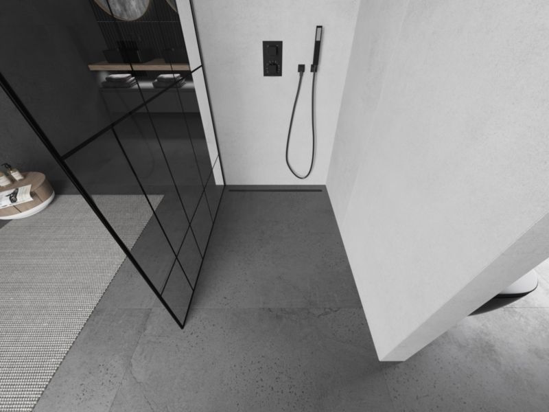 Ścianka prysznicowa Walk-in Mexen Kioto czarny wzór 120x200 cm 1 szt.