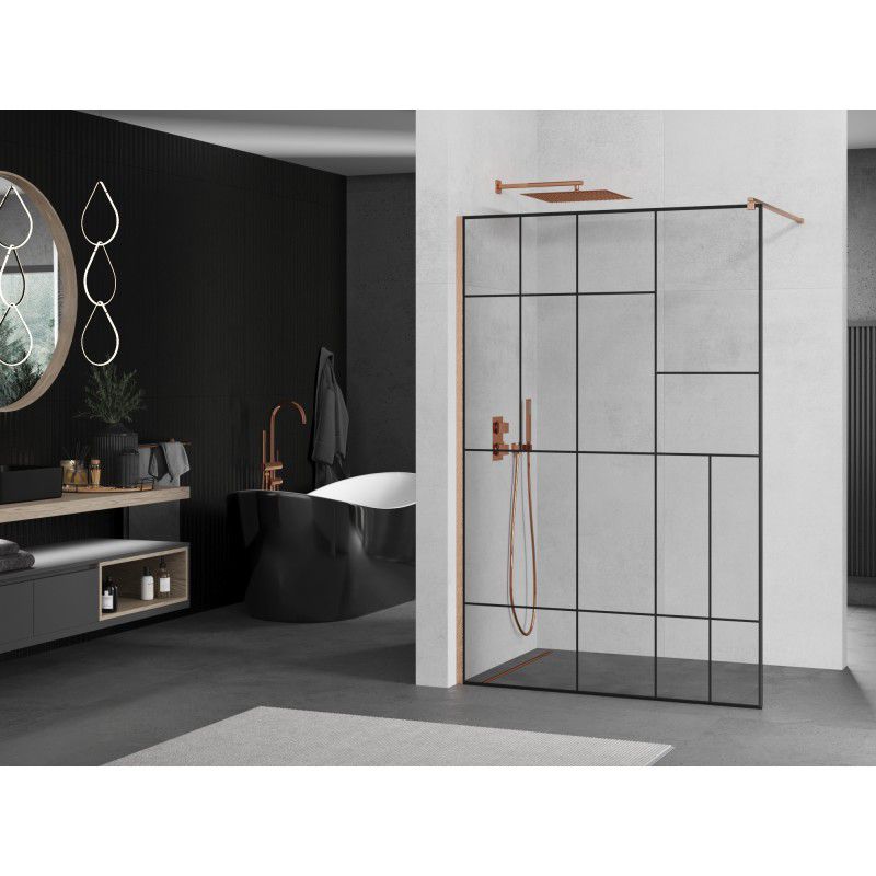 Ścianka prysznicowa walk-in Mexen Kioto czarny wzór 130x200 cm 800-130-101-65-78 1 szt.