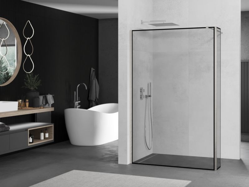 Ścianka prysznicowa walk-in Mexen Kioto czarny wzór 140 x 40 cm 1 szt.