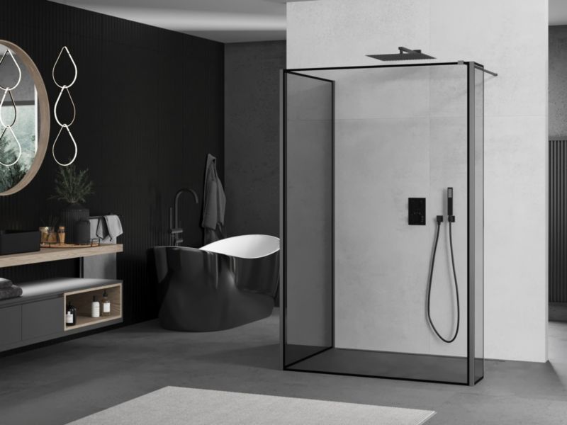 Ścianka prysznicowa walk-in Mexen Kioto czarny wzór 140x110x30 1 szt.