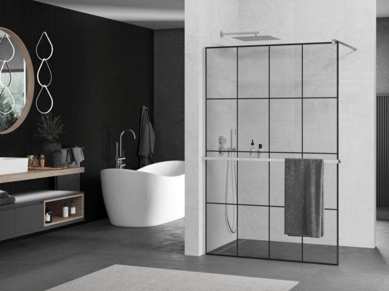 Ścianka prysznicowa walk-in Mexen Kioto+ czarny wzór 140x200 800-140-121-01-77 1 szt.