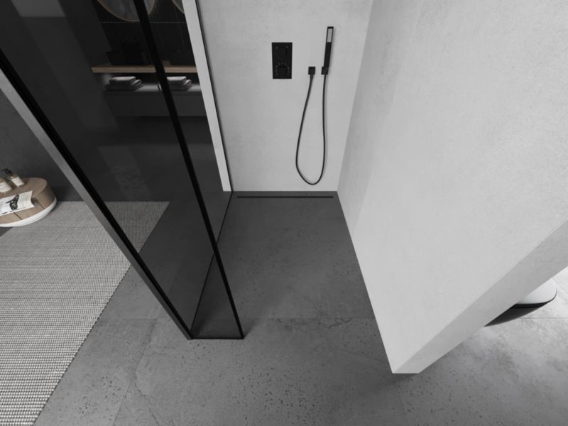 Ścianka prysznicowa walk-in Mexen Kioto czarny wzór 140x30 cm 2 szt.