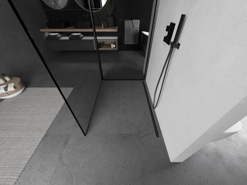 Ścianka prysznicowa walk-in Mexen Kioto czarny wzór 140x80 1 szt.