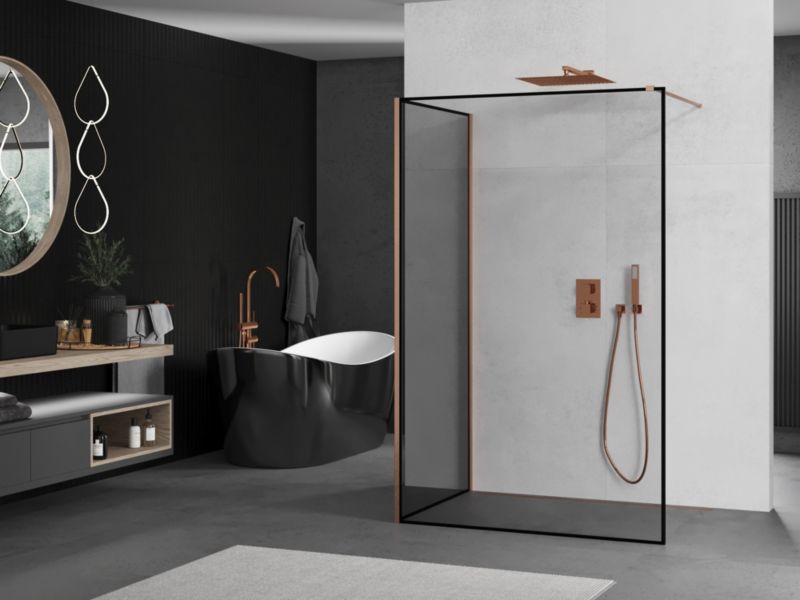 Ścianka prysznicowa walk-in Mexen Kioto czarny wzór 140x80 cm 1 szt.