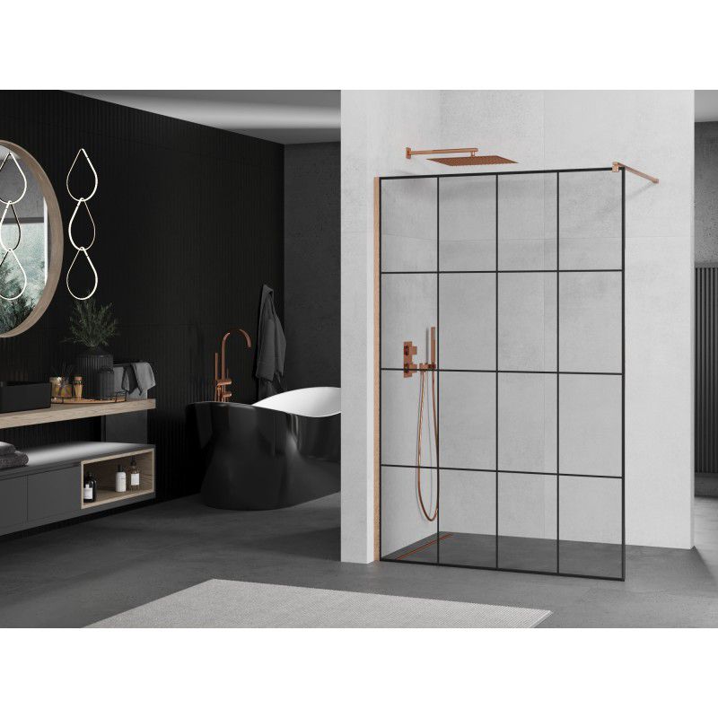 Ścianka prysznicowa walk-in Mexen Kioto czarny wzór 150x200 cm 1 szt.