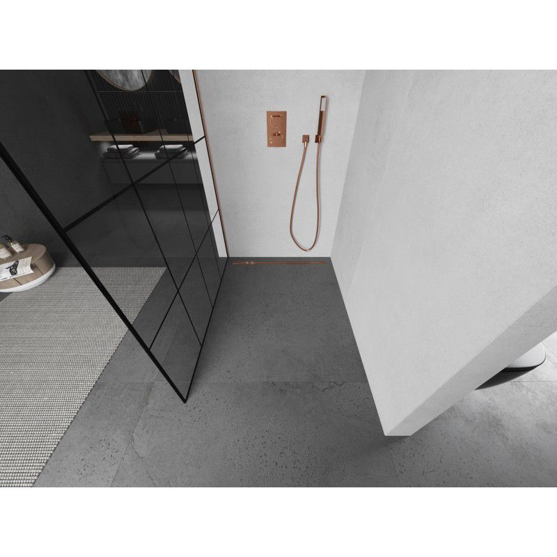 Ścianka prysznicowa walk-in Mexen Kioto czarny wzór 150x200 cm 1 szt.