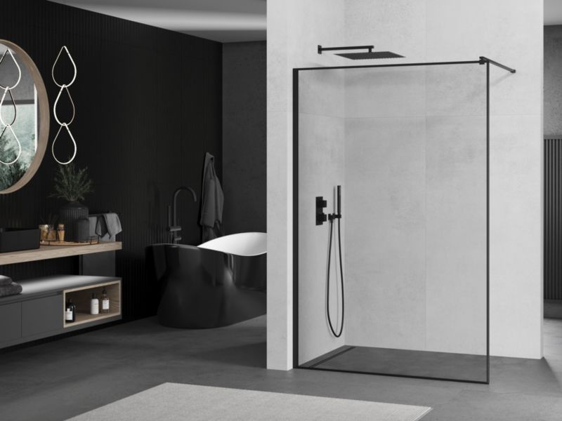 Ścianka prysznicowa walk-in Mexen Kioto czarny wzór 50x200 cm 800-050-101-70-70 1 szt.