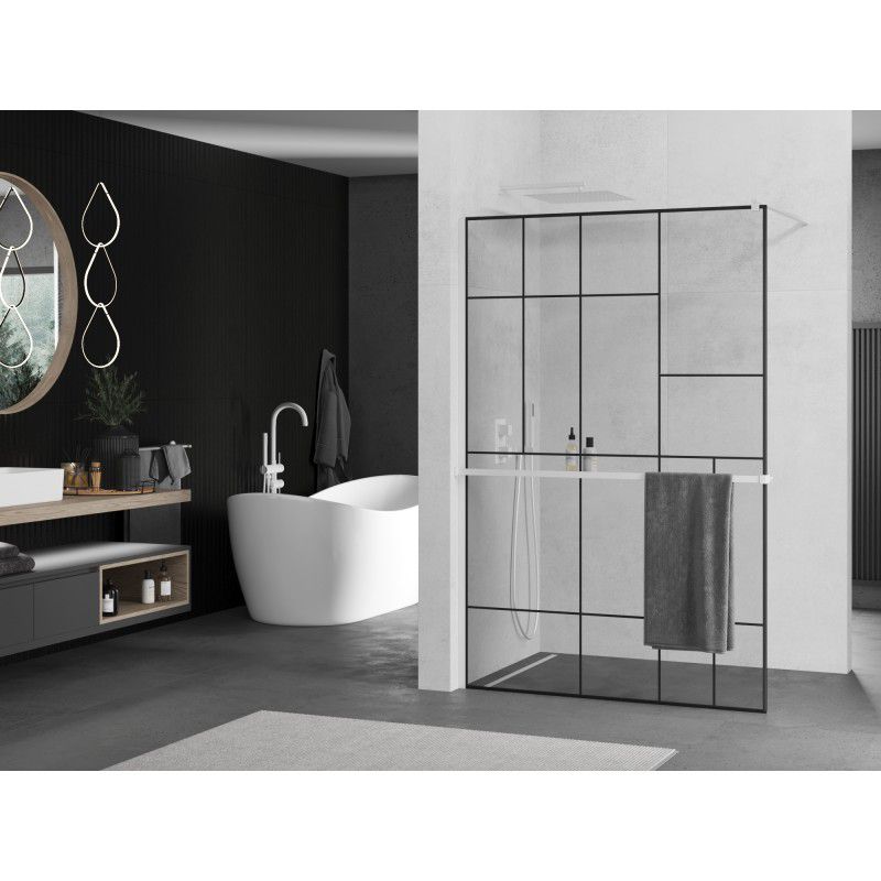 Ścianka prysznicowa walk-in Mexen Kioto+ czarny wzór 70x200 cm 1 szt.