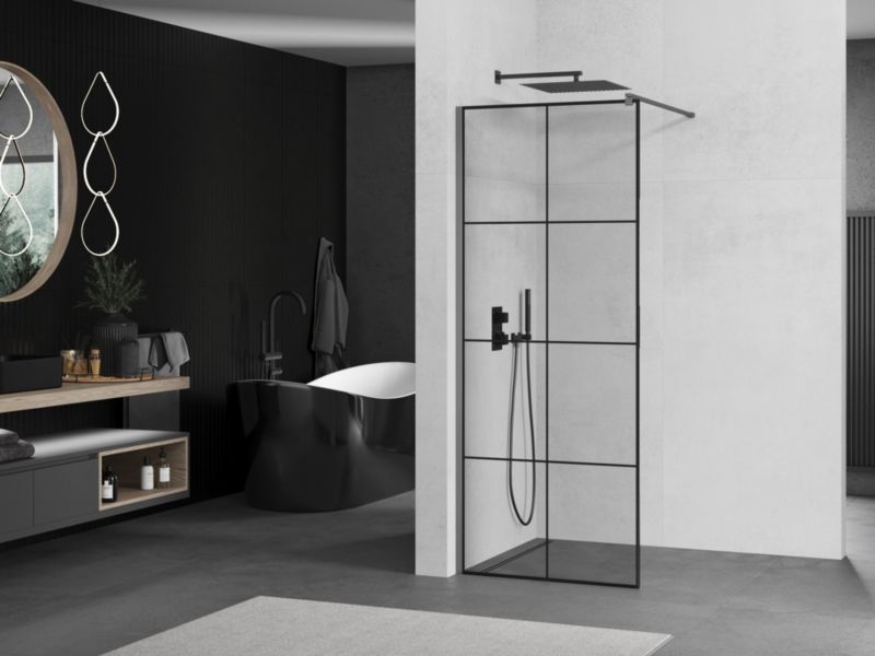 Ścianka prysznicowa walk-in Mexen Kioto czarny wzór 90x200 cm 1 szt.