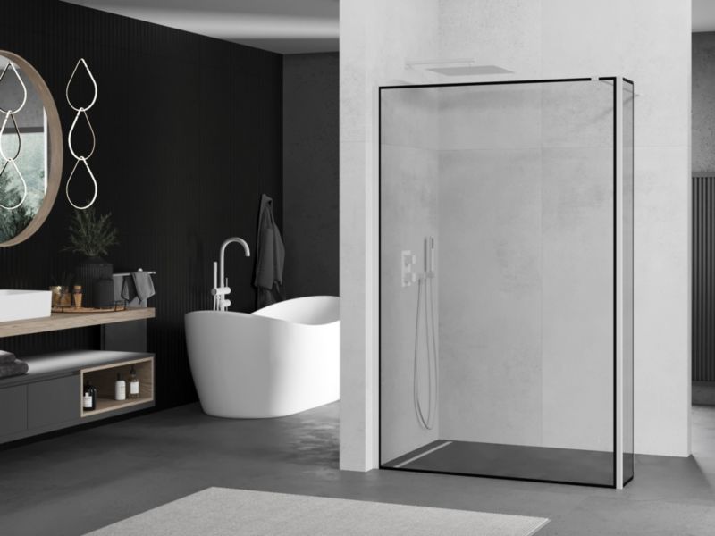 Ścianka prysznicowa walk-in Mexen Kioto czarny wzór 90x30 cm 1 szt.