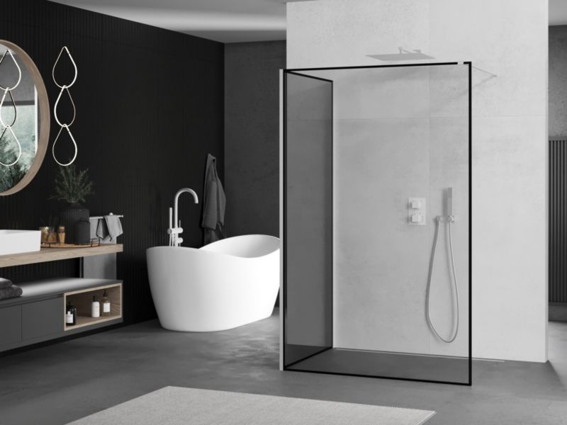 Ścianka prysznicowa walk-in Mexen Kioto czarny wzór biały 120x100 1 szt.