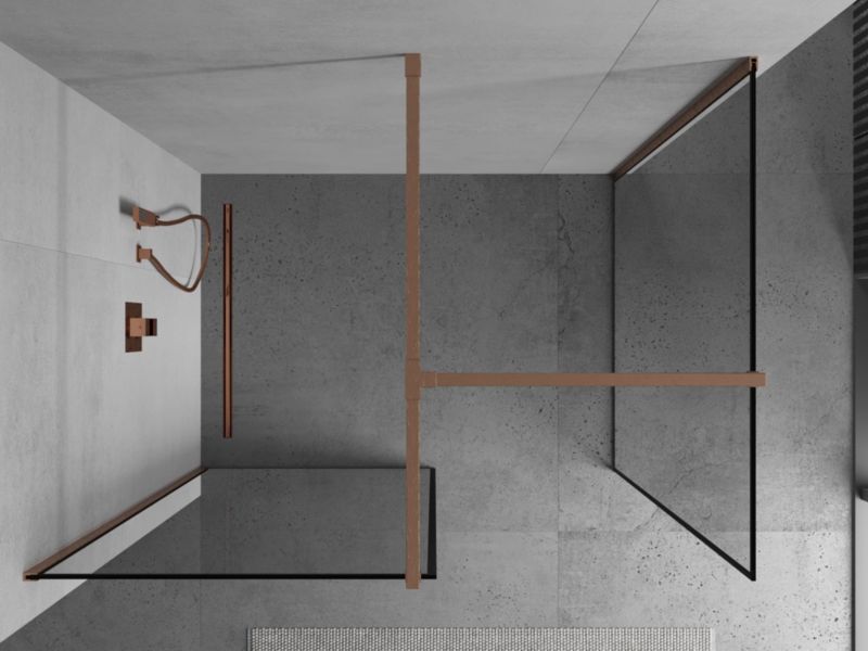 Ścianka prysznicowa walk-in Mexen Kioto czarny wzór/miedź szczotkowana 120x90 cm 1 szt.
