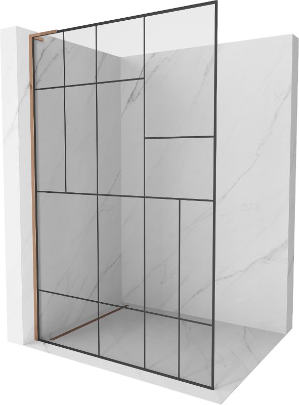 Ścianka prysznicowa walk-in Mexen Kioto czarny wzór różowe złoto 110 x 200 cm 1 szt.