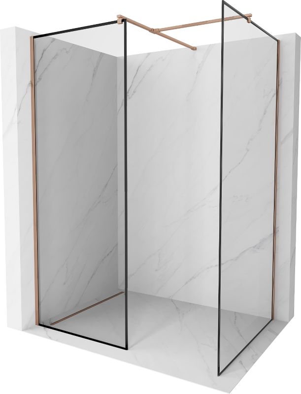 Ścianka prysznicowa walk-in Mexen Kioto czarny wzór różowe złoto 150x110 cm 1 szt.