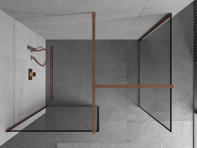 Ścianka prysznicowa walk-in Mexen Kioto czarny wzór różowe złoto 150x110 cm 1 szt.