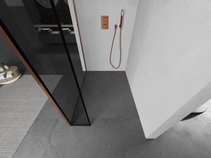 Ścianka prysznicowa walk-in Mexen Kioto czarny wzór różowe złoto 90 x 40 cm 800-090-212-60-70-040 1 szt.
