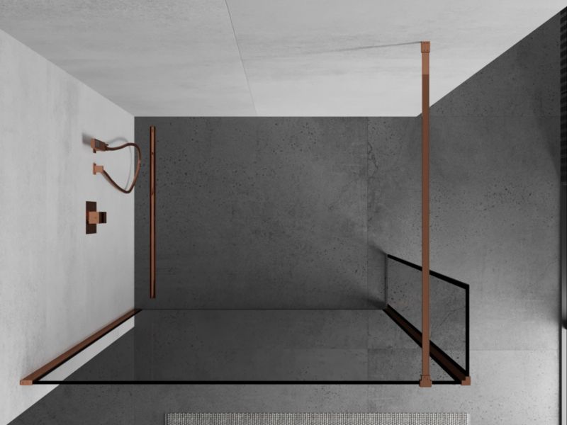 Ścianka prysznicowa walk-in Mexen Kioto czarny wzór różowe złoto 90 x 40 cm 800-090-212-60-70-040 1 szt.