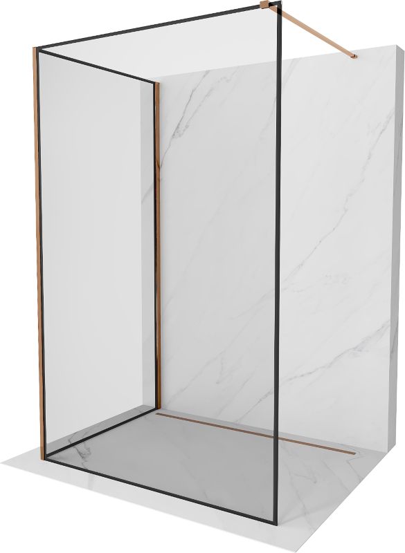 Ścianka prysznicowa walk-in Mexen Kioto czarny wzór/ różowe złoto 90x70 cm 1 szt.