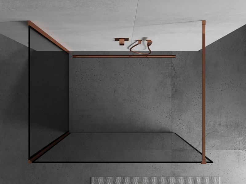 Ścianka prysznicowa walk-in Mexen Kioto czarny wzór/ różowe złoto 90x70 cm 1 szt.