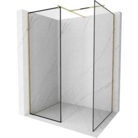 Ścianka prysznicowa walk-in Mexen Kioto czarny wzór, złoty 100x90 cm 1 szt.