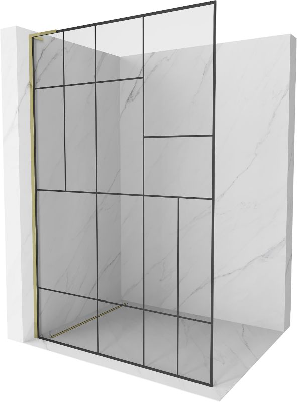 Ścianka prysznicowa Walk-in Mexen Kioto czarny wzór/złoty 110x200 cm 1 szt.
