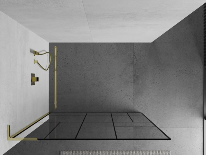 Ścianka prysznicowa Walk-in Mexen Kioto czarny wzór/złoty 110x200 cm 1 szt.