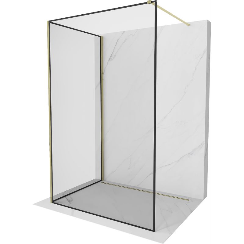 Ścianka prysznicowa walk-in Mexen Kioto czarny wzór złoty 110x80 cm 1 szt.