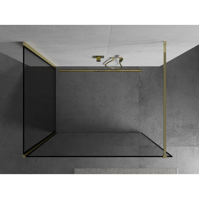 Ścianka prysznicowa walk-in Mexen Kioto czarny wzór złoty 110x80 cm 1 szt.