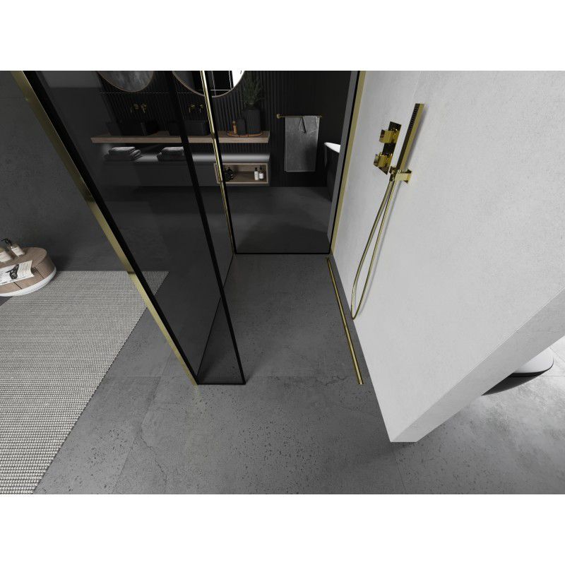 Ścianka prysznicowa Walk-in Mexen Kioto czarny wzór złoty 140x110x40 1 szt.