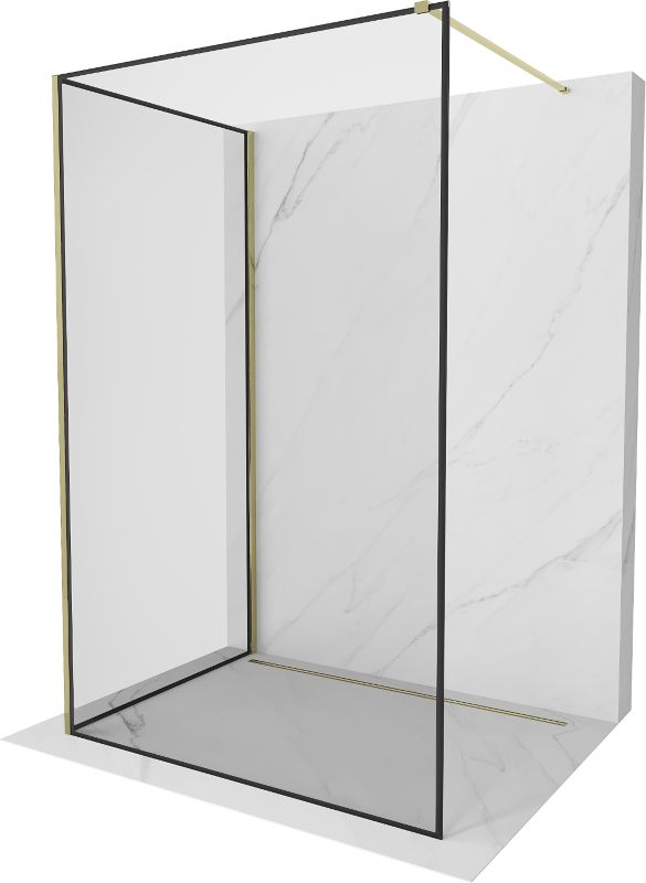 Ścianka prysznicowa walk-in Mexen Kioto czarny wzór/złoty 140x70 cm 1 szt.