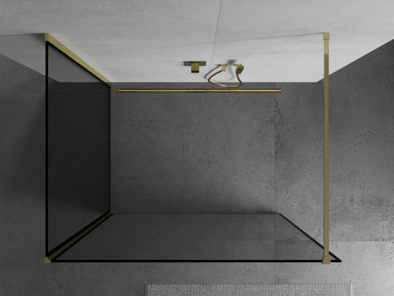 Ścianka prysznicowa walk-in Mexen Kioto czarny wzór/złoty 140x70 cm 1 szt.