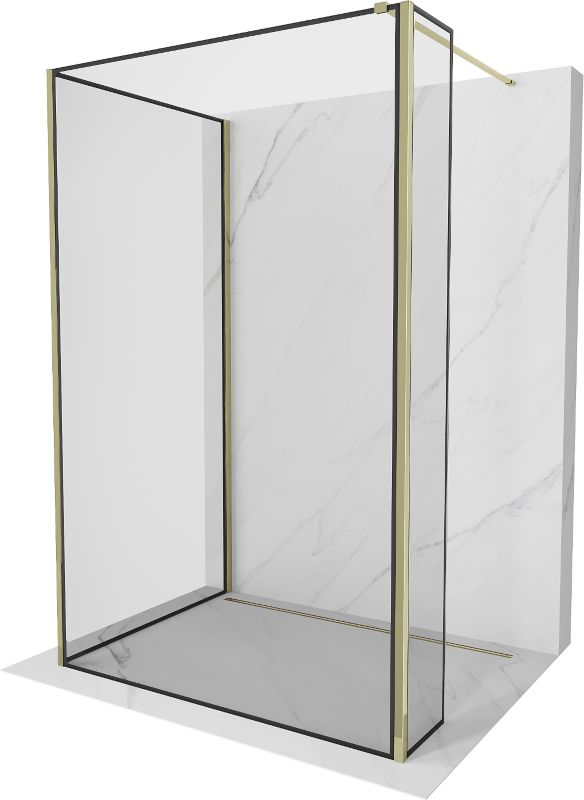 Ścianka prysznicowa walk-in Mexen Kioto czarny wzór złoty 90x80x30 cm 1 szt.
