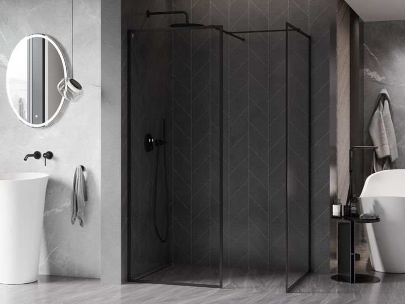 Ścianka prysznicowa walk-in Mexen Kioto-F czarna 115x80 cm 1 szt.