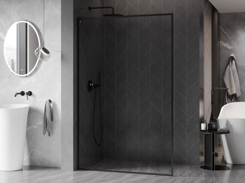 Ścianka prysznicowa Walk-in Mexen Kioto-F L czarna 70 x 202 cm 1 szt.