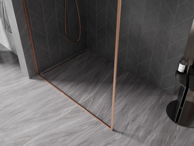 Ścianka prysznicowa walk-in Mexen Kioto-F miedź szczotkowana 110x202 cm  800-110-104-65-001 szt.