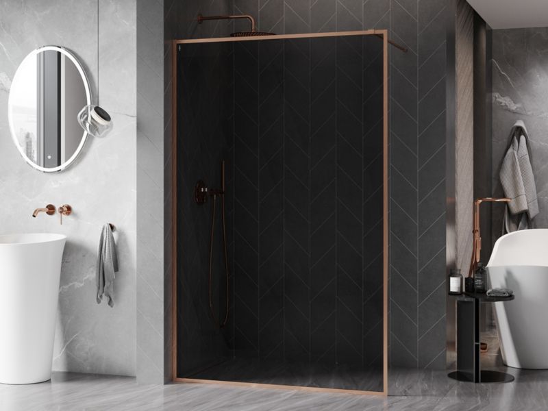 Ścianka prysznicowa walk-in Mexen Kioto-F miedź szczotkowana 110x202 cm  800-110-104-65-401 szt.