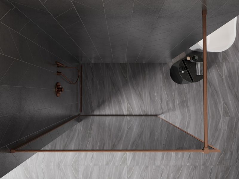 Ścianka prysznicowa walk-in Mexen Kioto-F miedź szczotkowana 110x202 cm  800-110-104-65-401 szt.